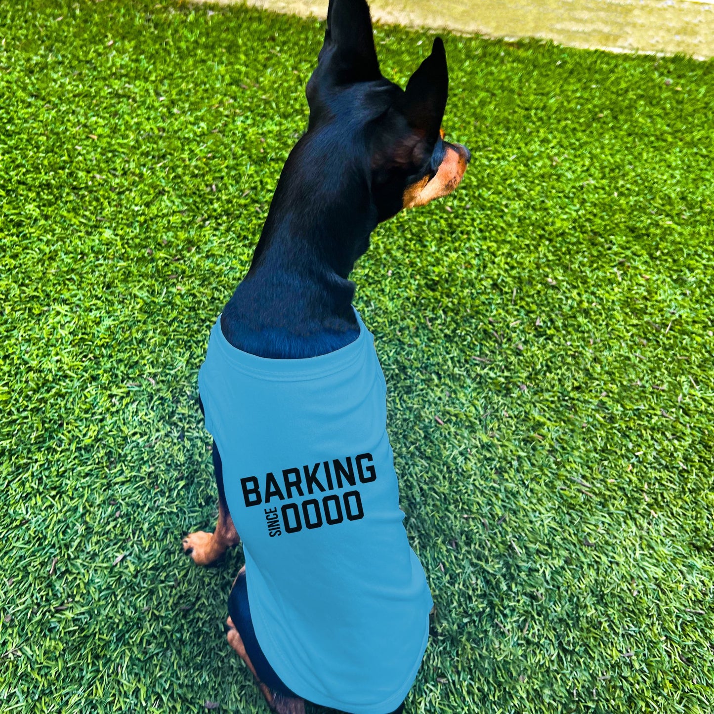 "Barking Since 0000" Custom Dog Shirt