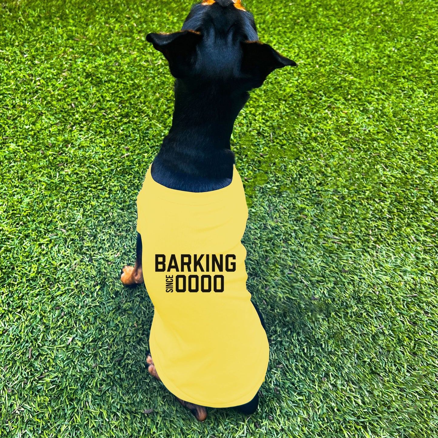 "Barking Since 0000" Custom Dog Shirt