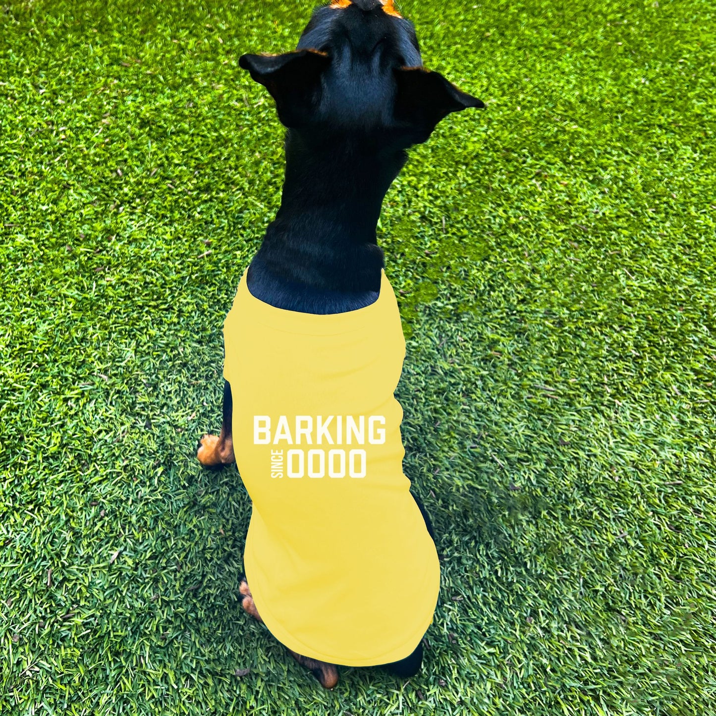"Barking Since 0000" Custom Dog Shirt